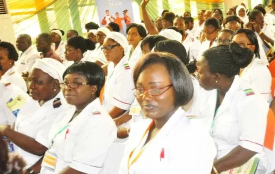 A gathering of Nigerian nurses and midwives at a conference