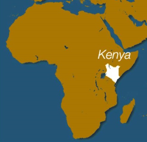 Africa map showing Kenya
