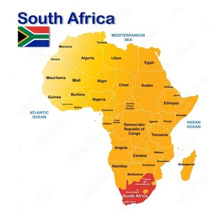 Africa map showing South Africa