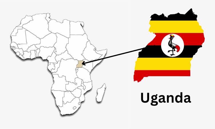 Africa map showing Uganda