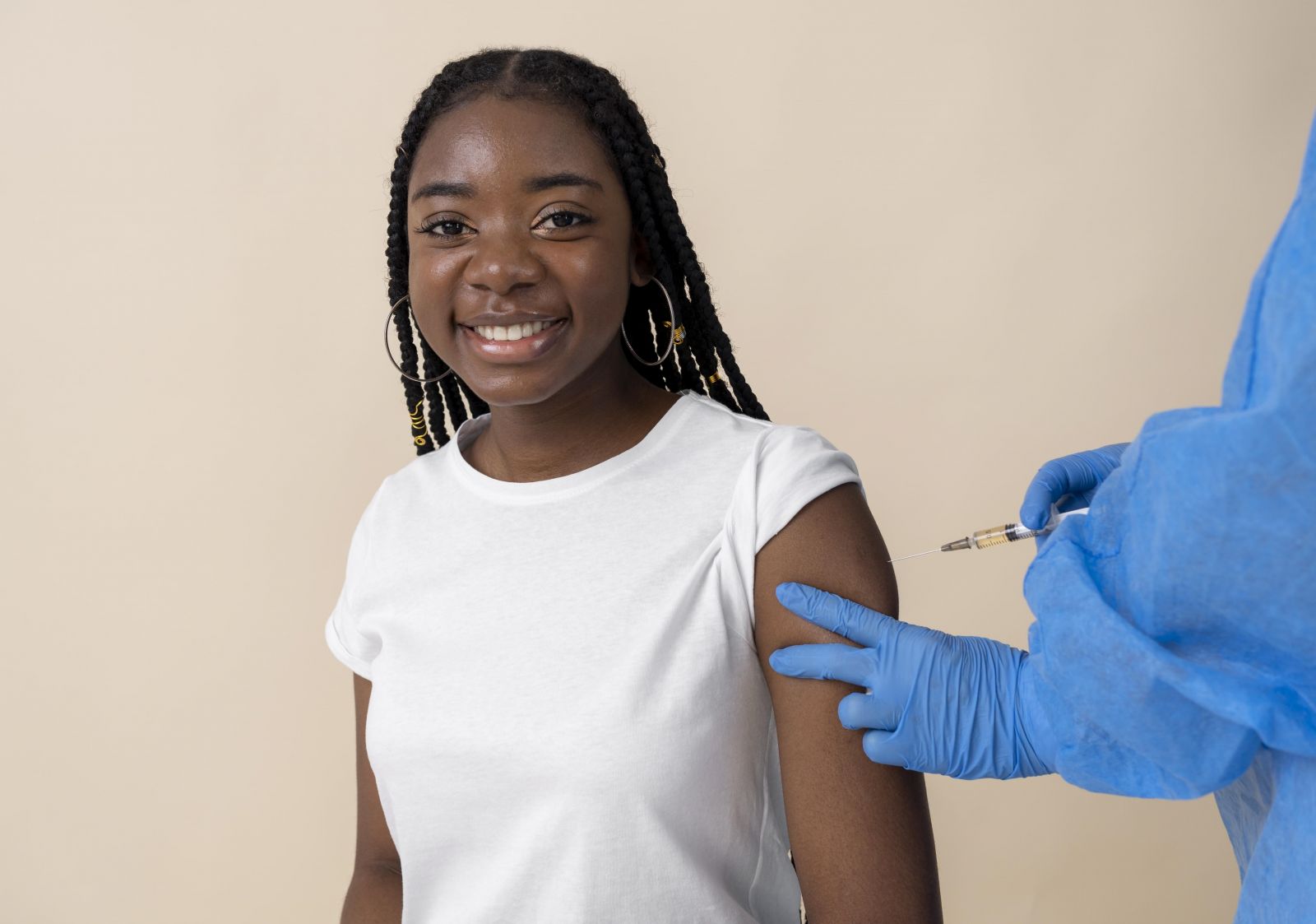 A young African girl getting HPV vaccine