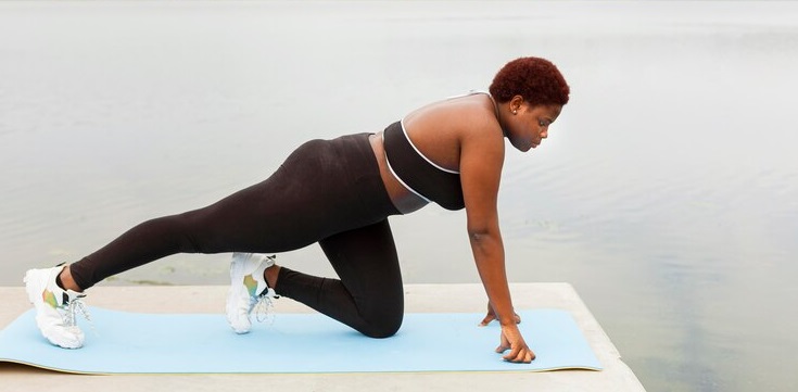 An African lady performing pelvic floor exercise
