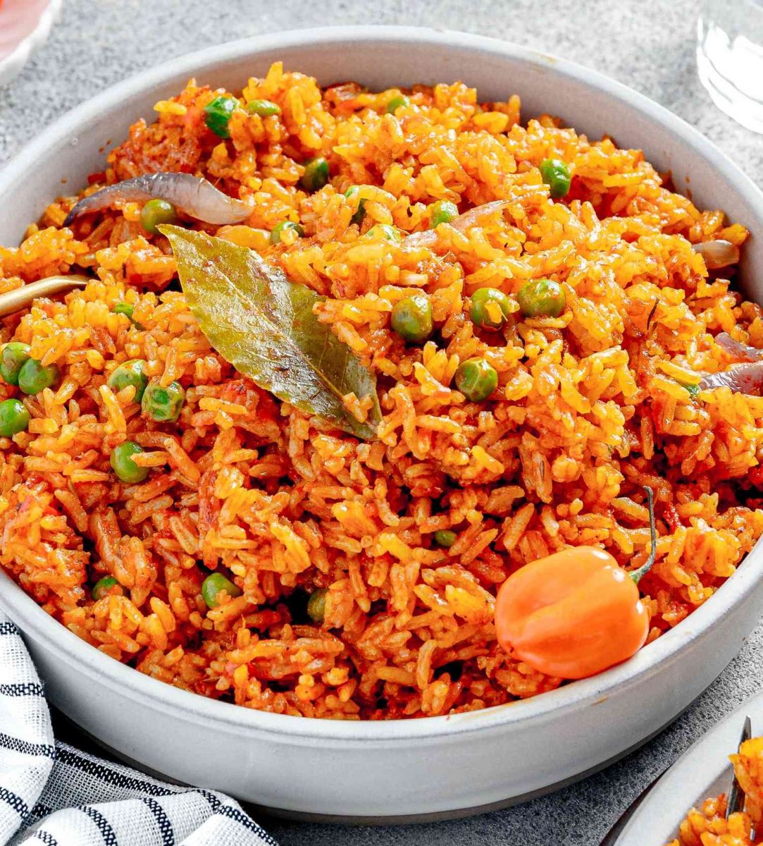 Bowl of West African style jollof rice