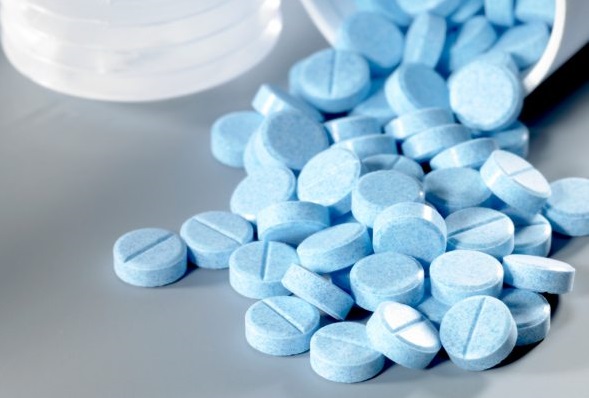 ED drugs poured on a table