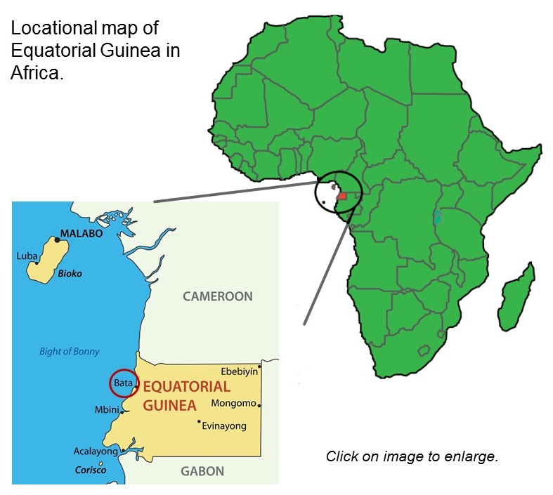 Locational map of Equitorial Guinea in Africa