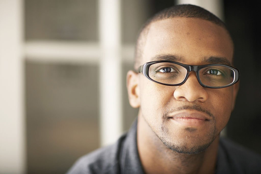 Black man wearing glasses