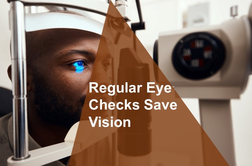 Black man undergoing a slit lamp eye examination. 