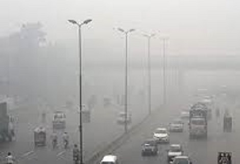Example of reduced road visibility during Harmattan season