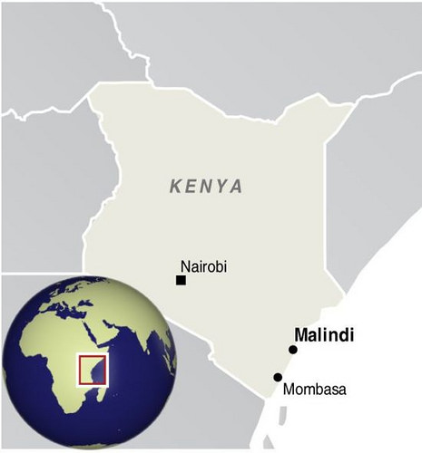 Kenya map with location within Eastern Africa region