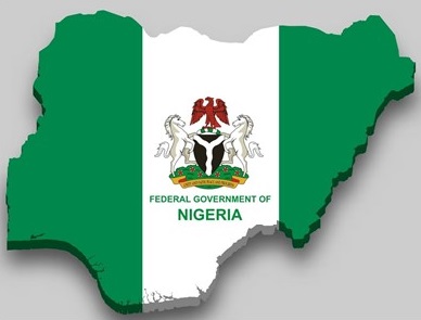 Nigeria map with centrally located Federal Government logo