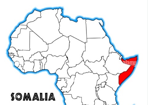 Map of Africa showing Somalia in red outline