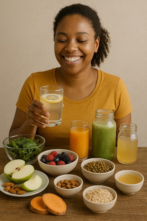 A black lady having a detoxifying drink