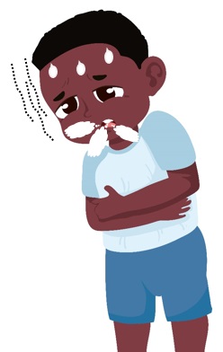 Cartoon illustration child breathing rapidly