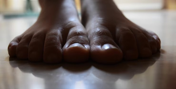 Close up of the feet of an African