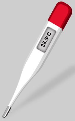 Digital thermometer showing high fever