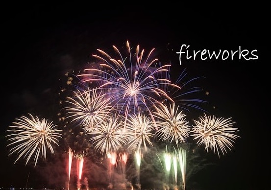 Vibrant fireworks display at night