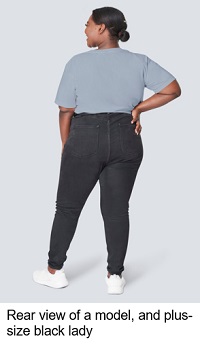 Rear view o plus size model black lady