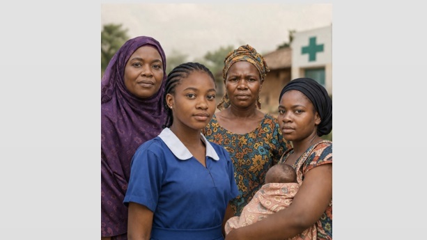A group of different Nigerian women standing and posing together