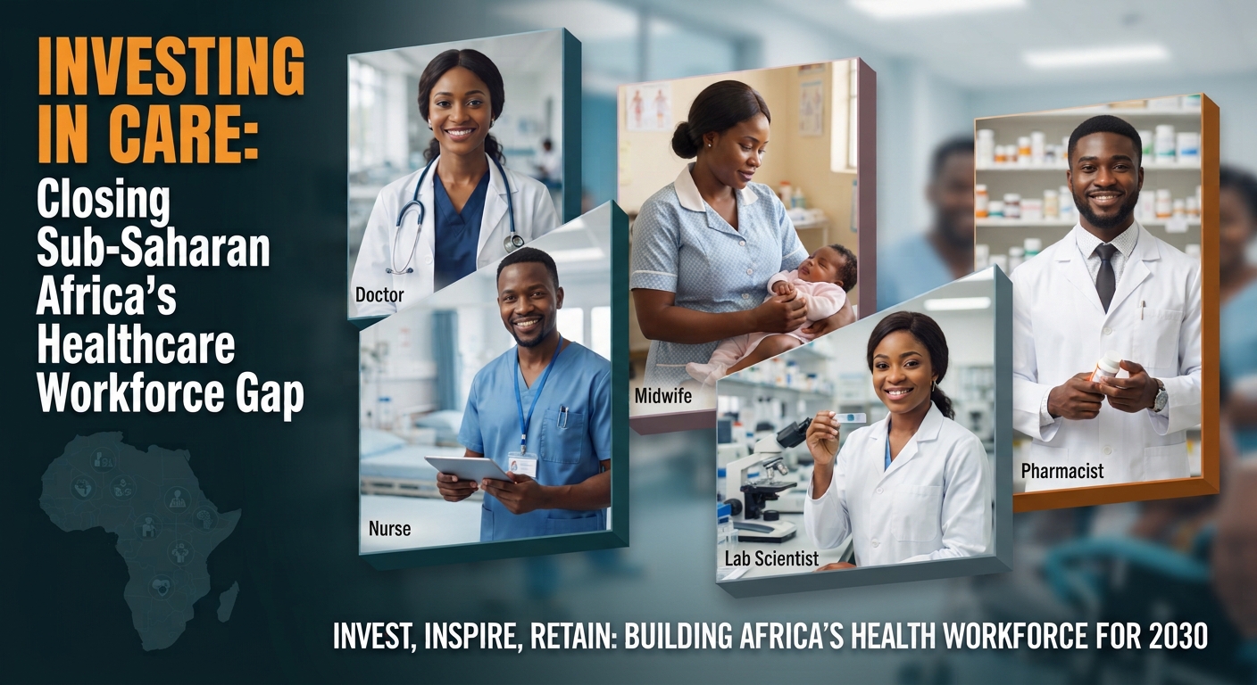 Image showing a collage of different categories of African healthcare workers